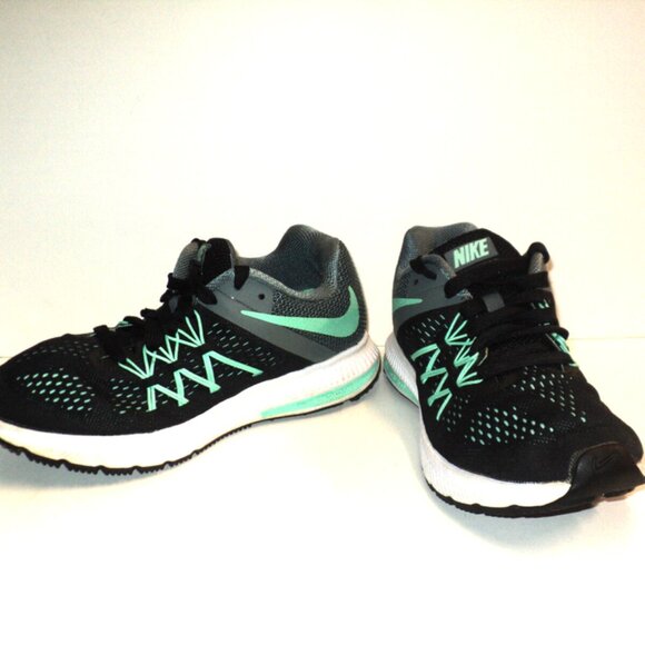 Nike Air Zoom Winflo 3  Running Sneakers Women's 7 #831562-006 Black & Mint - Picture 2 of 7